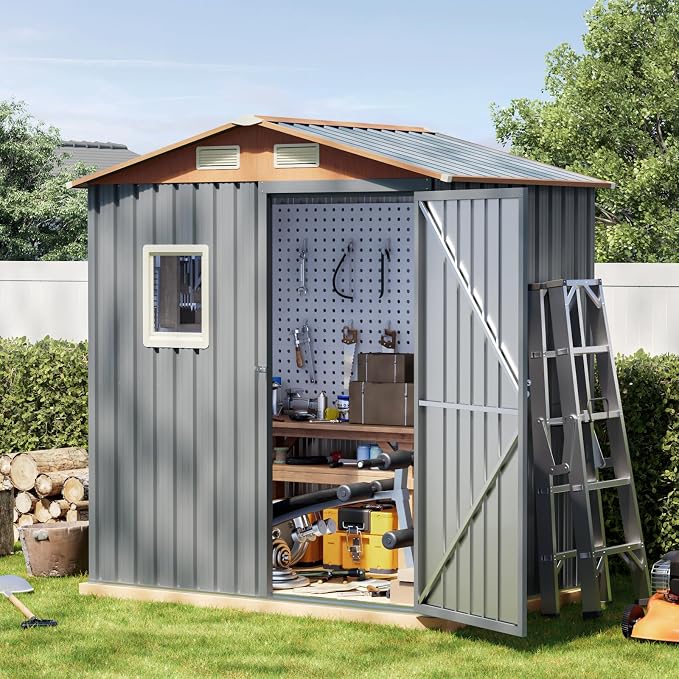 6x4FT Multi-used Shed & Outdoor Storage Shed, Steel Tool Shed - Image 4
