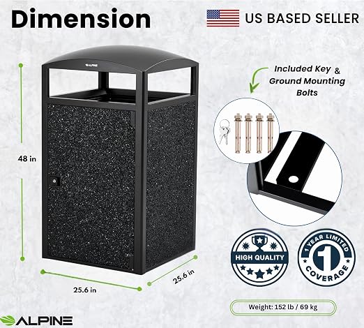 Alpine Outdoor Commercial Trash Can - Image 2