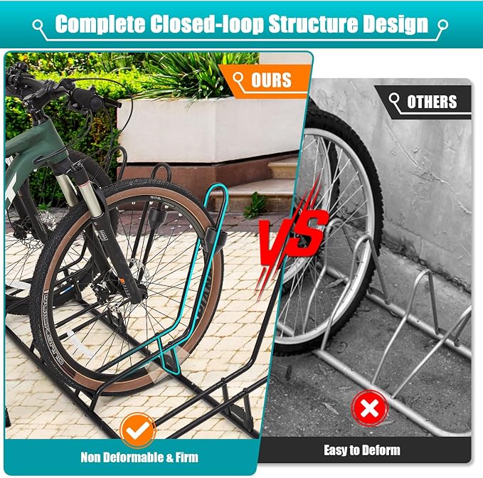 Floor Bike Rack for 4 Bikes, Bike Stand Anti-Collision Protects Disc Brake & - Image 4