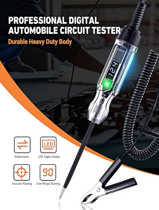 Automotive Test Light, Heavy Duty 5-90V Digital LED Electrical Tester, Circuit - Image 5