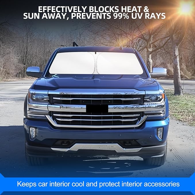 Windshield Sun Shade for Ch-evro-let Silverado 1500 2014-2018 Foldable Sunshade - Image 7