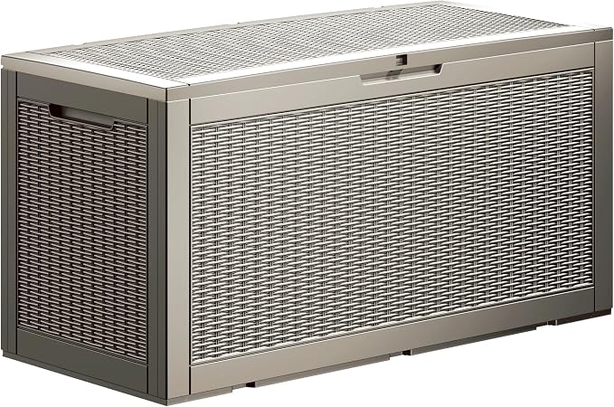 100 Gallon Lockable Resin Deck Box, Waterproof & UV-Resistant Outdoor Storage by Home