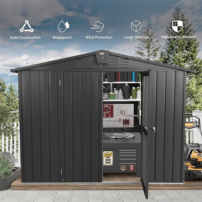 IKERY Galvanized Steel Storage Shed - Image 2