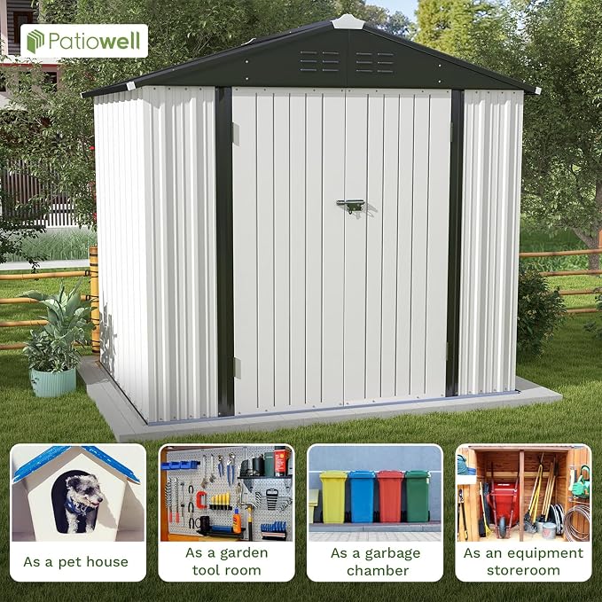 Patiowell Outdoor Storage Shed 8x6 FT, Garden Tool Storage Shed - Image 3