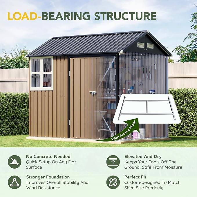 Breezz 6X8FT Outdoor Steel Storage Shed - Image 7