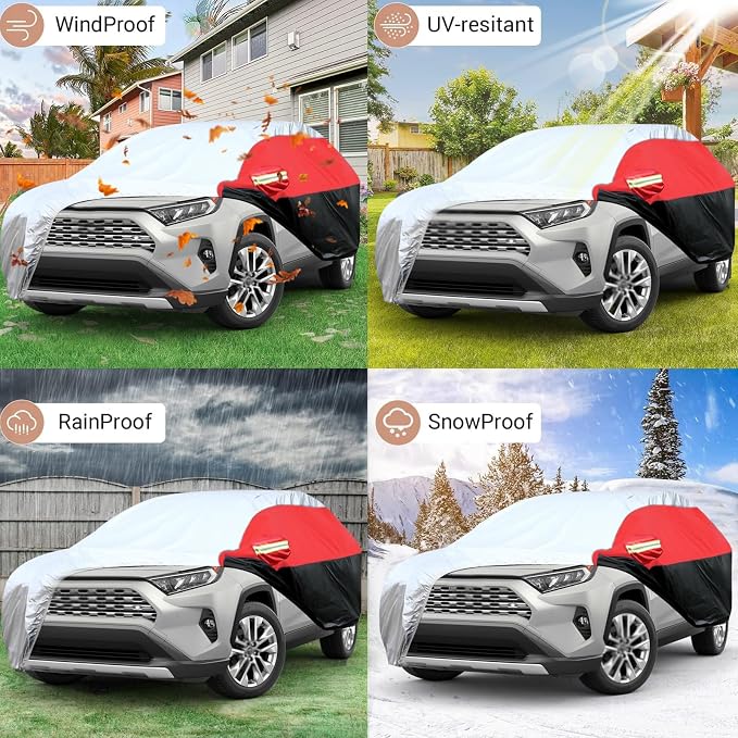 Car Cover for SUV Waterproof All Weather Snowproof UV Windproof Outdoor Full - Image 5