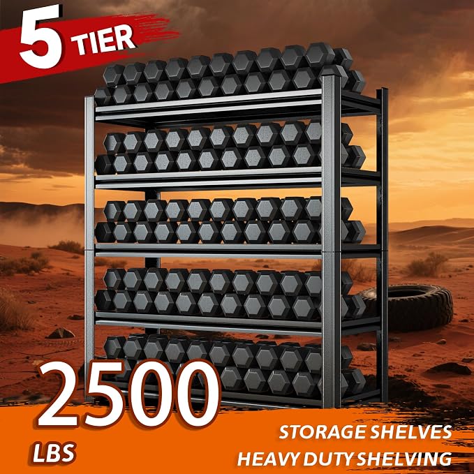 2500LBS Heavy Duty 5-Tier Steel Shelving Unit - Image 3