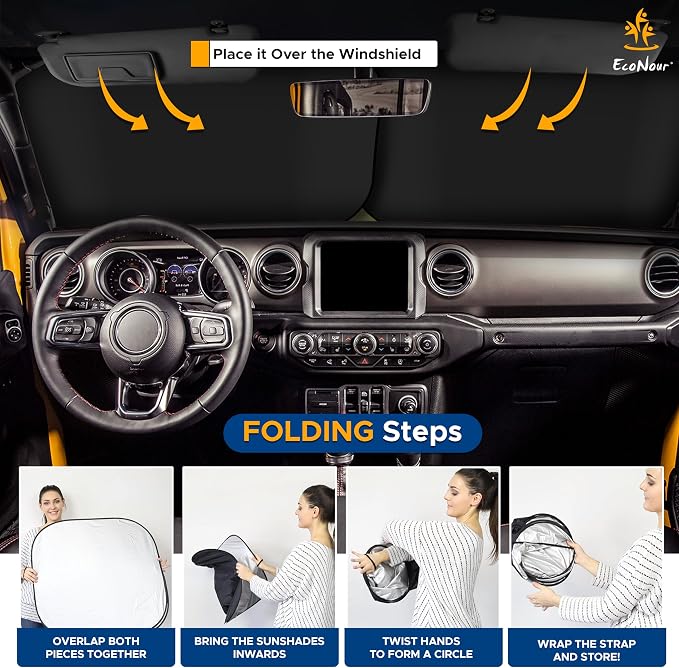 EcoNour 2-Piece Windshield Sun Shade - Image 4