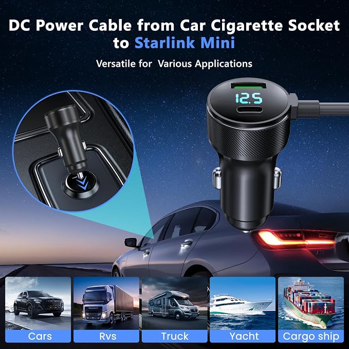 3-in-1 Starlink Mini Cable, Car Charger - Image 3