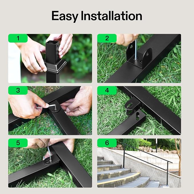 VIVOSUN Outdoor Handrail, 2 Step Stair Handrail, Wrought Mattle Iron Handrail - Image 9