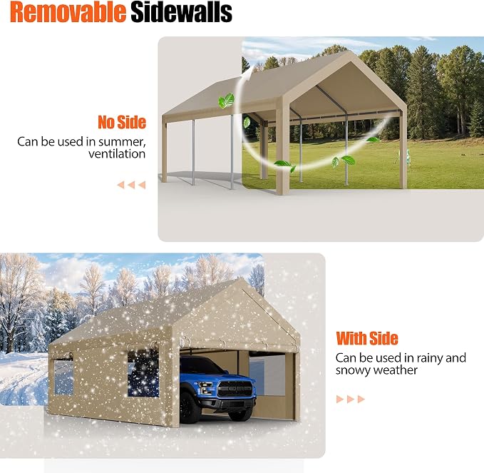 JAMFLY Carport, 10x20 ft Heavy Duty Carport - Image 4