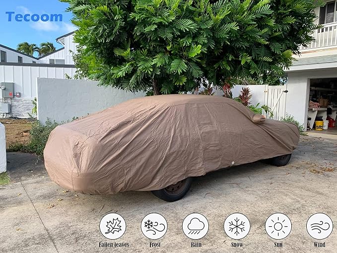 Tecoom Thick Shell Car Cover Super Breathable-Waterproof Windproof Snow Sun - Image 7