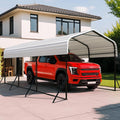 10x15 Metal Carport with Base Fixings Heavy Duty Garage Outdoor Chrome Plated by ZYNFYLUS