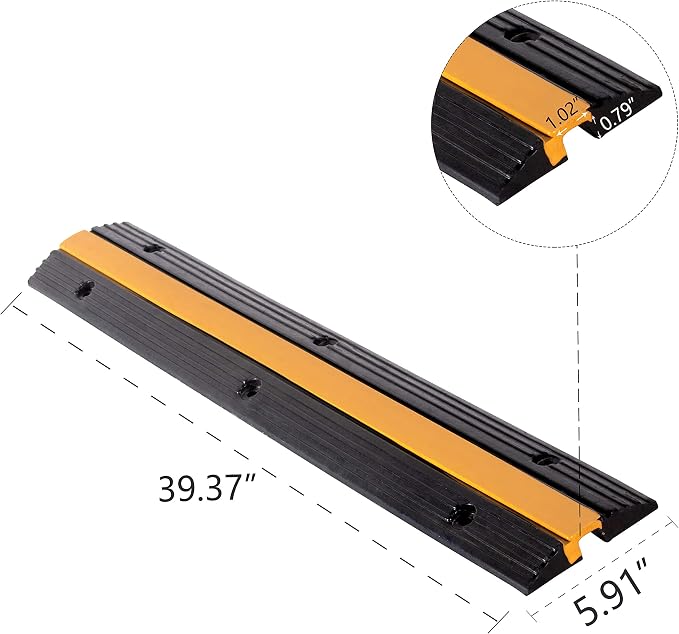 2 Pack Rubber Cable Ramp Hose Cable Protector Ramp 1 Channel 11000Lbs Load - Image 2