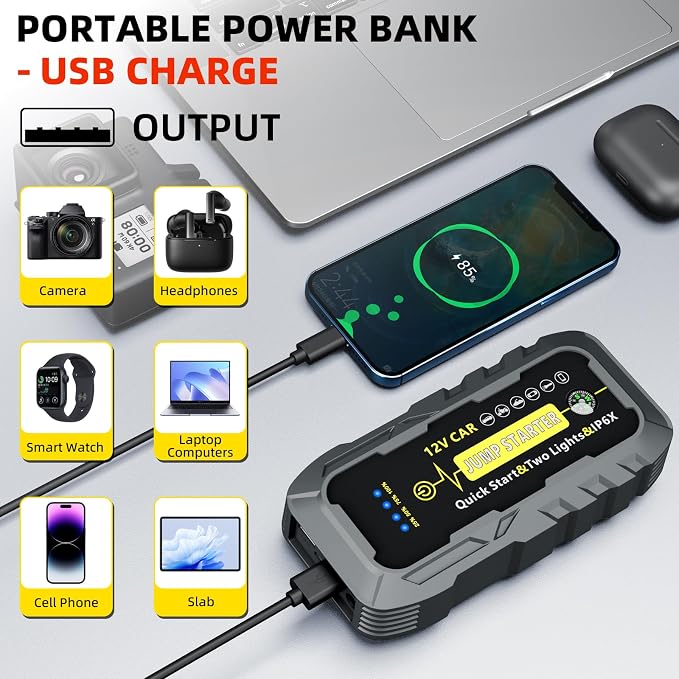 2025 Upgraded for A5 Car Jump Starter 3000A, Jump Starter Battery Pack for Up - Image 4