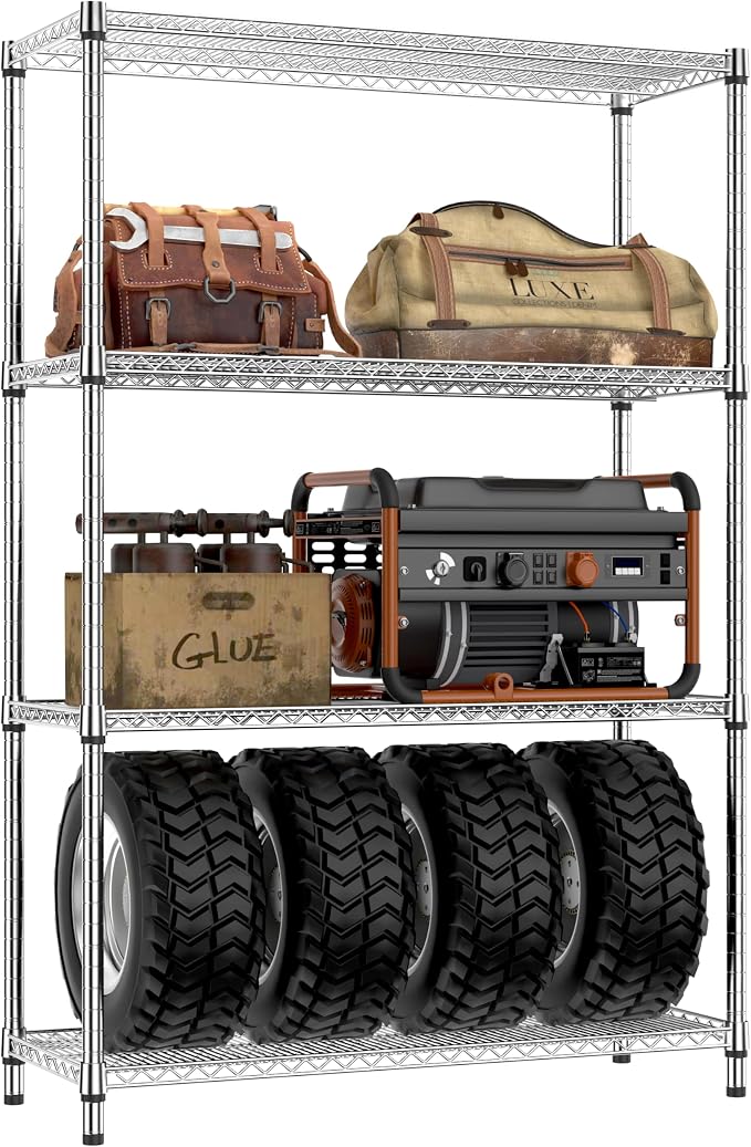 IZEUK 3400 LBS Garage Shelving Wide Storage Shelves 4 Tier Metal Shelves Heavy by Unknown