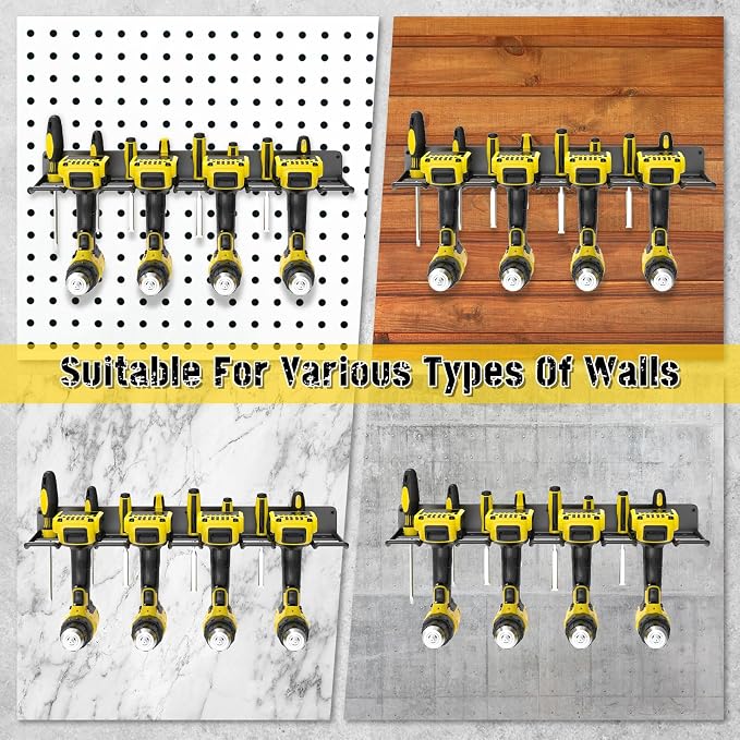 Power Tool Organizer, Drill Holder Wall Mount, 4 Cordless Drill Racks, Heavy - Image 7