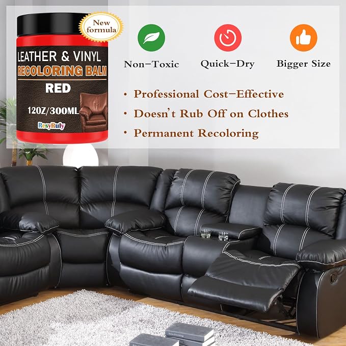 Leather Stains and Dye Liquid Red Recoloring Balm Dashboard Fabric Sneaker - Image 2