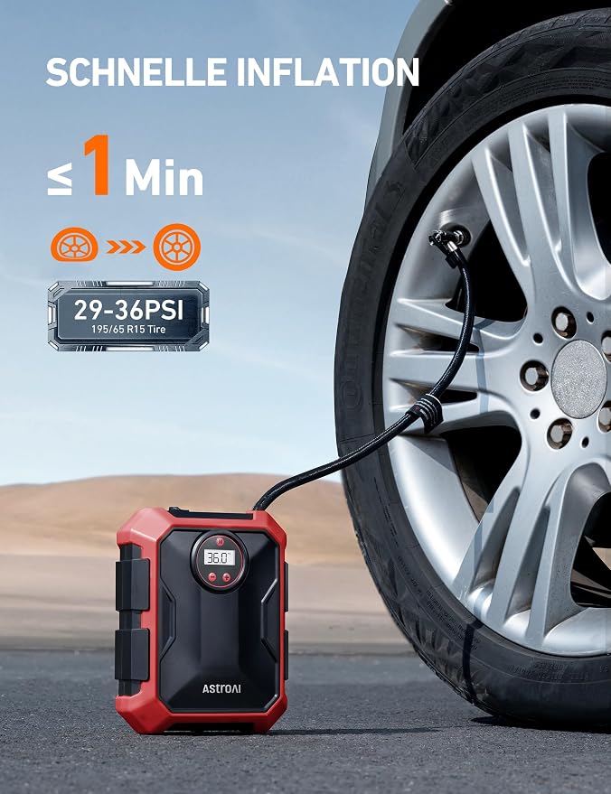 AstroAI Portable Air Compressor and Tire Inflator - 12V DC Auto Accessory - - Image 2