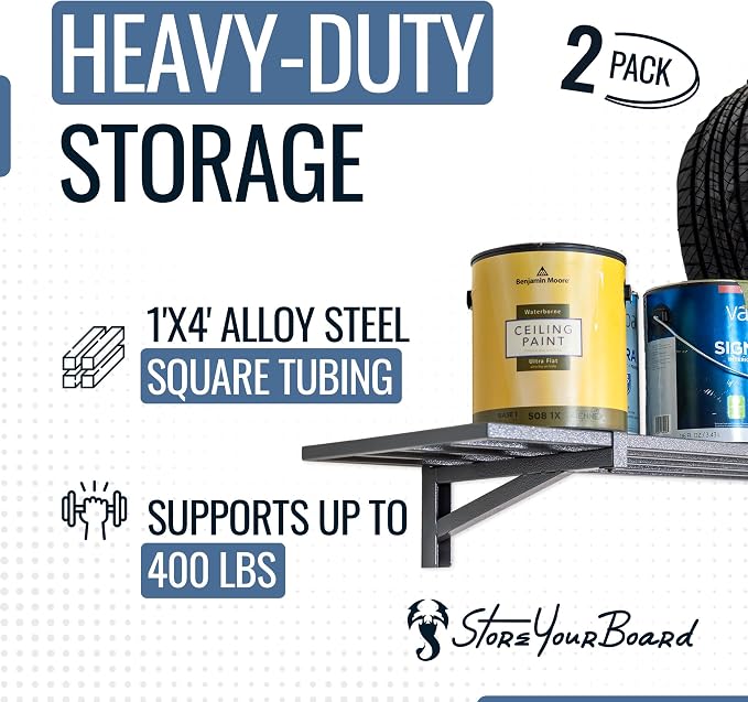 StoreYourBoard 2-Pack Heavy Duty Wall Shelves – Wall-Mounted Garage Storage - Image 5