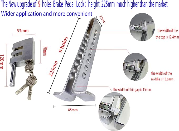 22.5cm Anti-Theft Auto Brake Clutch Lock Stainless Steel Vehicle Security - Image 3
