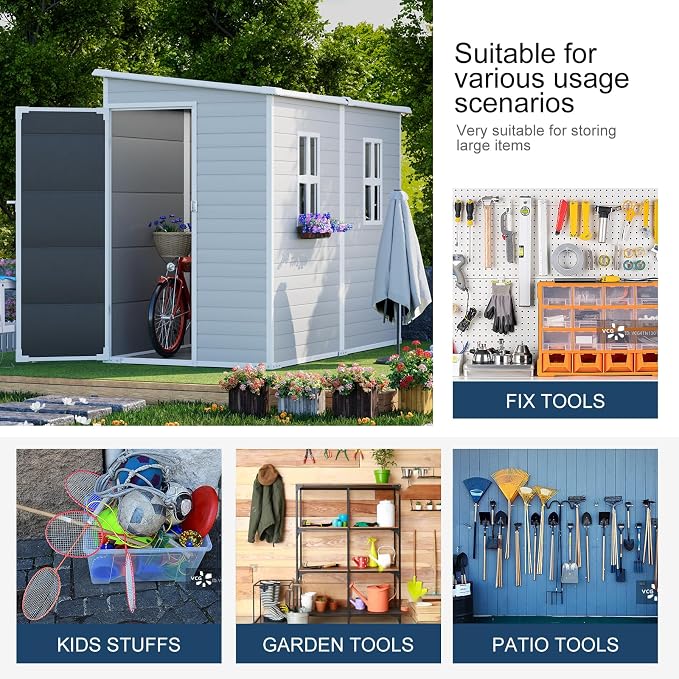 8x4 FT Resin Storage Shed with Floor Window - Image 6