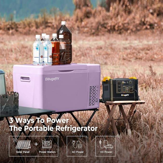 BougeRV Purple 23Quart Portable Refrigerator, 12 Volt Fridge 22L, Portable - Image 5