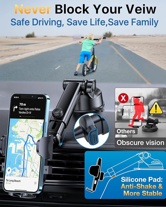 YRU Car Phone Holder Mount, Dashboard Cell Phone Holder - Image 5