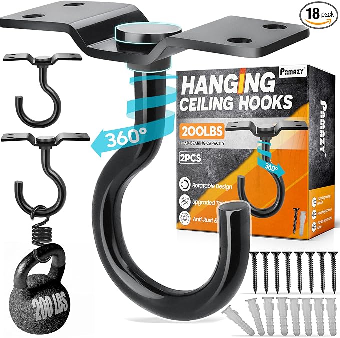 2Pcs 200LBS Rotatable Ceiling Hooks by Pamazy