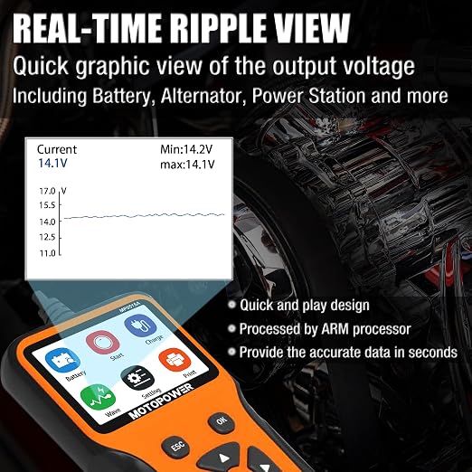 MOTOPOWER MP0515A 12V Car Battery Tester Automotive 100-2000 CCA Battery Load - Image 6