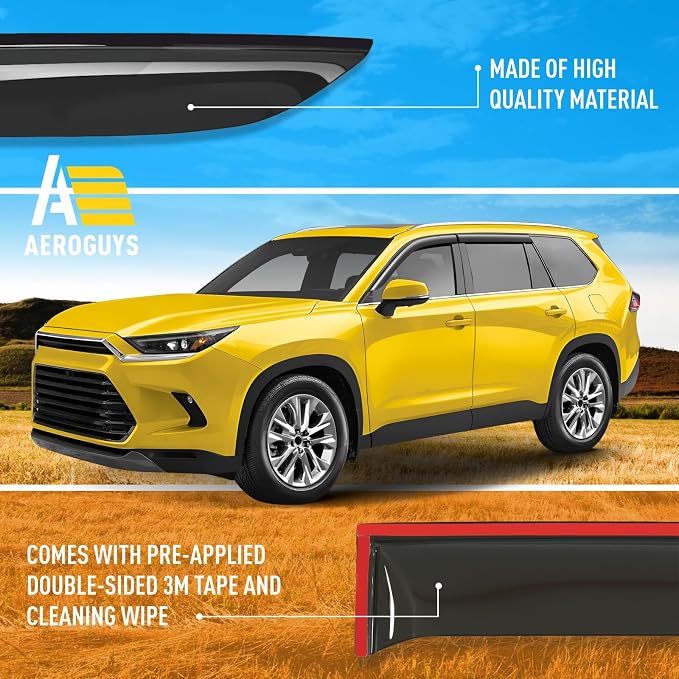 Extra Durable Window Deflectors Tape-On Window Visors Rain Guards Fit - Image 6
