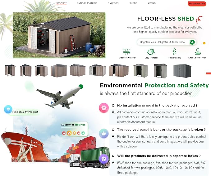 AECOJOY 10' x 14' Shed Metal, Outdoor Storage Sheds & Outdoor Storage 10' x 14' - Image 7