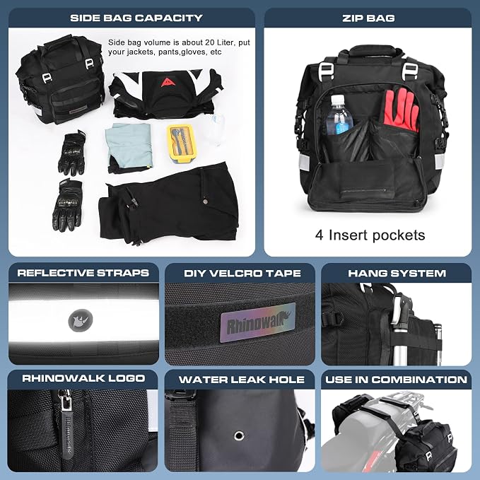 Rhinowalk Motorcycle Saddlebags Waterproof 20-25L Motorcycle Side bag Motorbike - Image 4