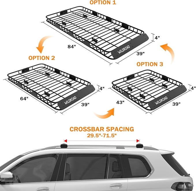 WILDROAD Car Roof Cargo Carrier Combo of Upgraded 84"x 39"x 4" Roof Rack Cargo - Image 8