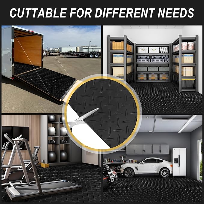 4x6 FT Garage Floor Mat, 2.8mm Thickened Flooring Roll Diamond Plate PVC Rubber - Image 7