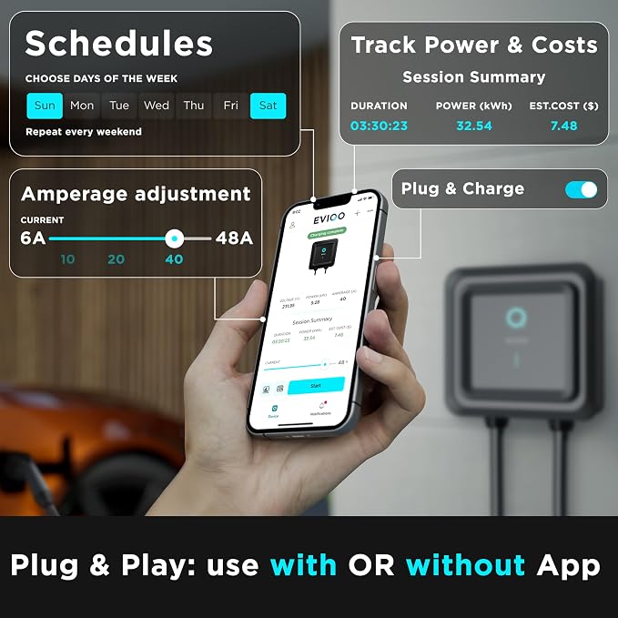 EVIQO EV Charger Level 2-48 Amp Level 2 EV Charger Hardwired, 240V Electric - Image 4