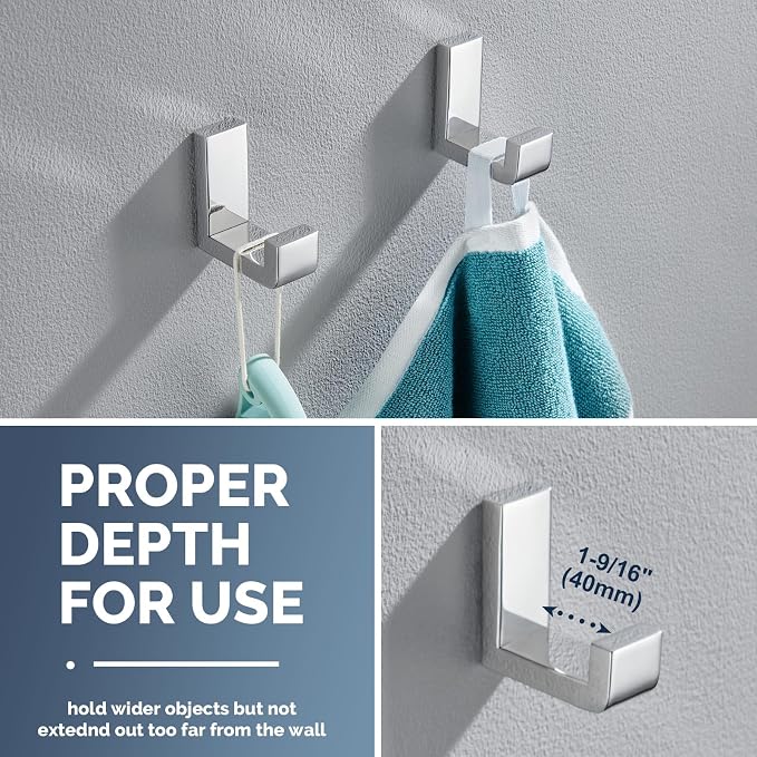 Angle Simple Towel Hooks, SUS 304 Stainless Steel Robe Coat Hooks - Image 3