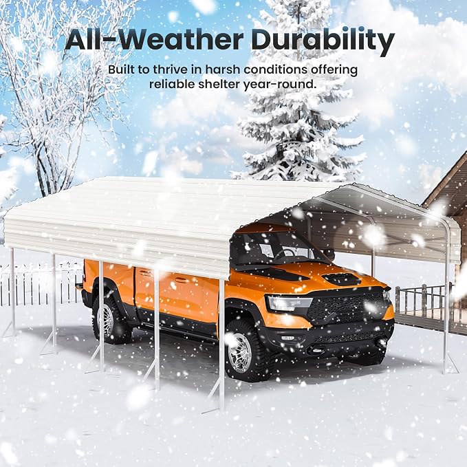 Heavy Duty Metal Carport – Sturdy Structure, All-Weather Protection, Easy - Image 2