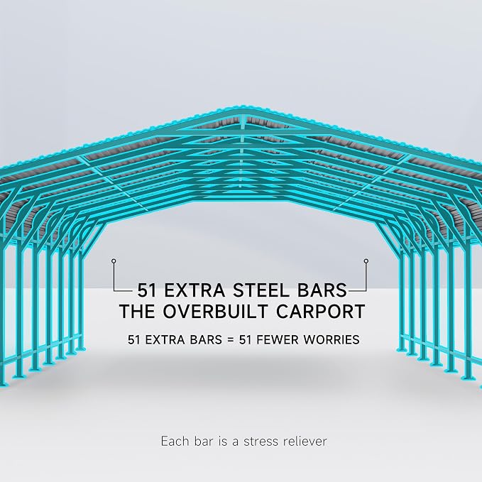 20x30 FT Metal Carport, Enhanced Base and Steel Roof - Image 7