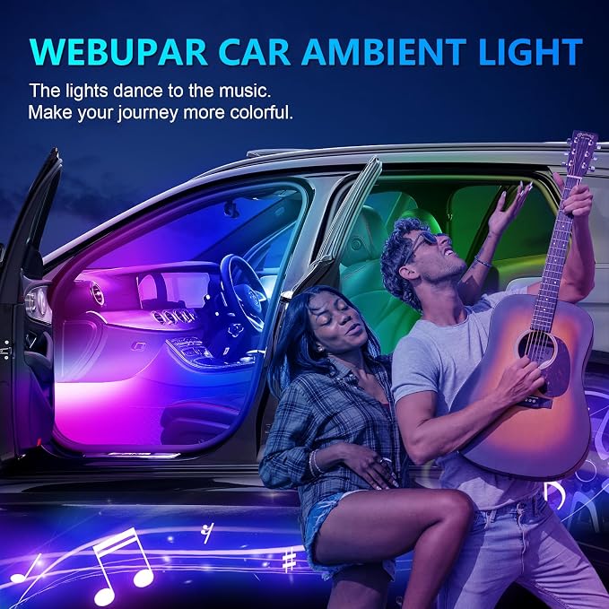 WEBUPAR Acrylic Interior Car Lights, Car Accessories 10 in 1 Car LED Strip - Image 6