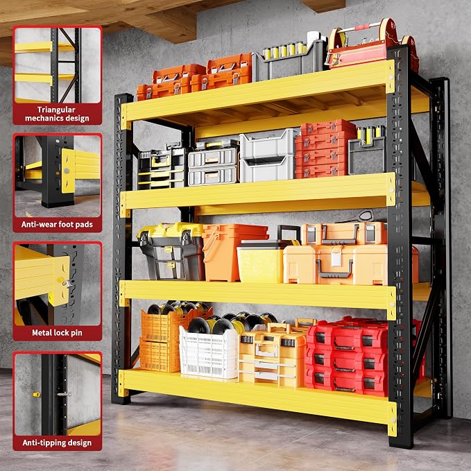 4000LBS Garage Shelving 48" W Garage Shelving Heavy Duty 4-Tier Metal Storage - Image 7