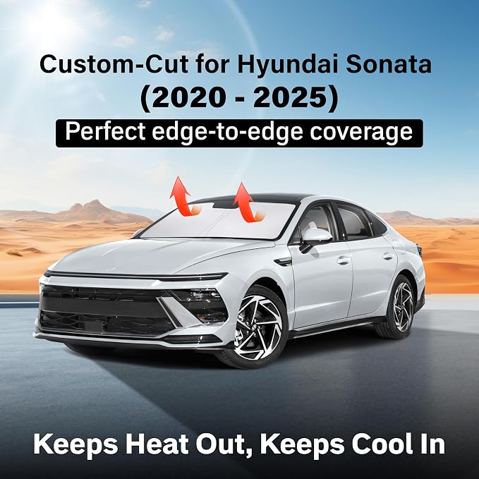 Econour Windshield Sun Shade for 2020-2025 Hyundai Sonata Sedan Custom Fit - Image 2