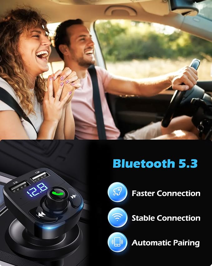 Handsfree Call Car Charger, Wireless Bluetooth FM Transmitter Radio Receiver - Image 6