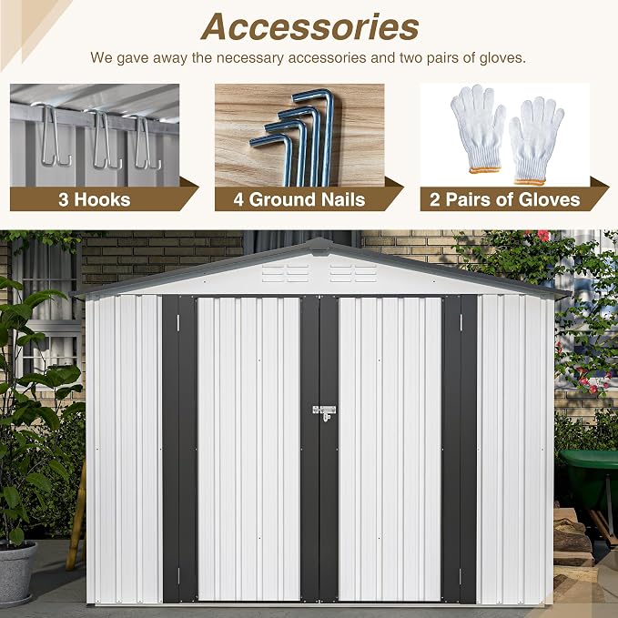 8x6 FT Outdoor Metal Storage Shed - Image 7