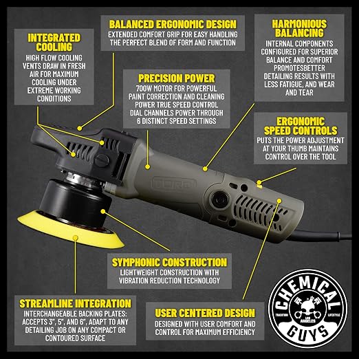 Chemical Guys BUF_209X TORQX Random Orbital Polisher, Complete Detailing Kit - Image 2