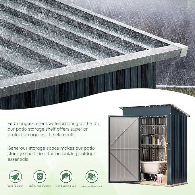 5X3X6.1FT Outdoor Steel Storage Shed - Image 8
