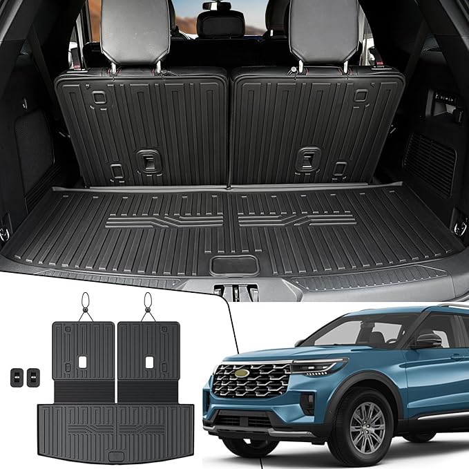Cargo Mat with Backrest Mats for 2020-2024 2025 Ford Explorer Car Mat by JOULARISE