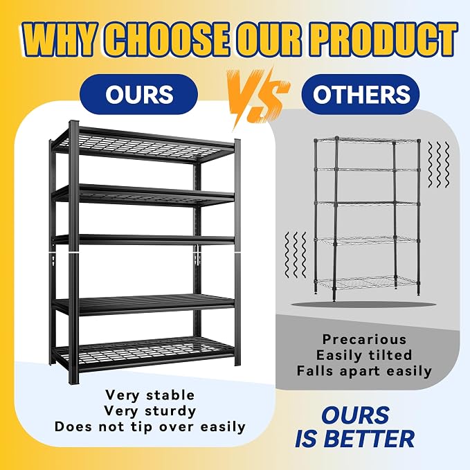 Garage Shelving, Heavy Duty 5-Tier Wire Shelving Unit - Image 6