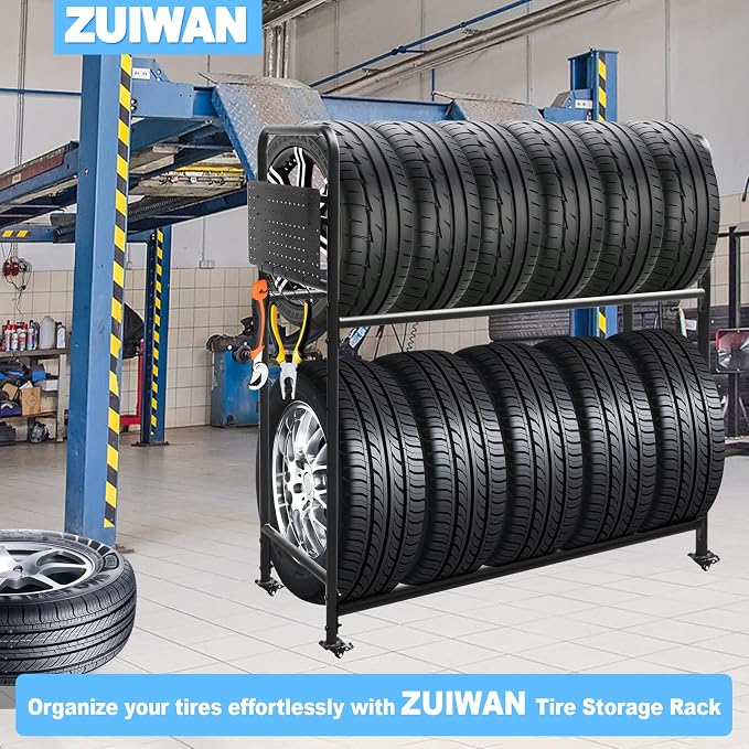 Rolling Tire Rack for Garage, Adjustable Metal Tire Rack - Image 6