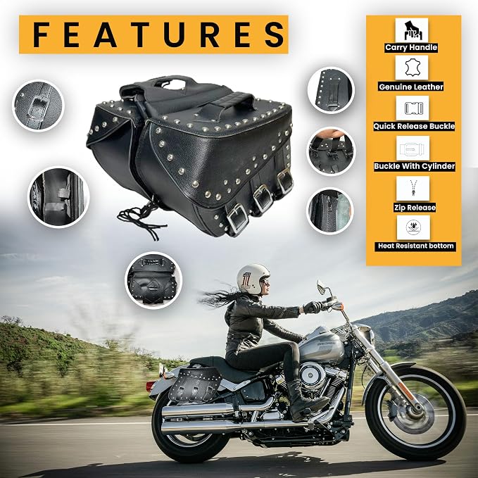 Motorcycle Saddlebags, 33L Large Capacity Saddle Bags Motorcycles, Genuine - Image 3